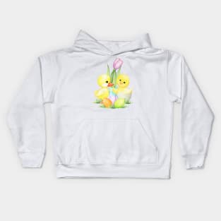 Chicken, Duck, Easter Eggs and Tulip Kids Hoodie